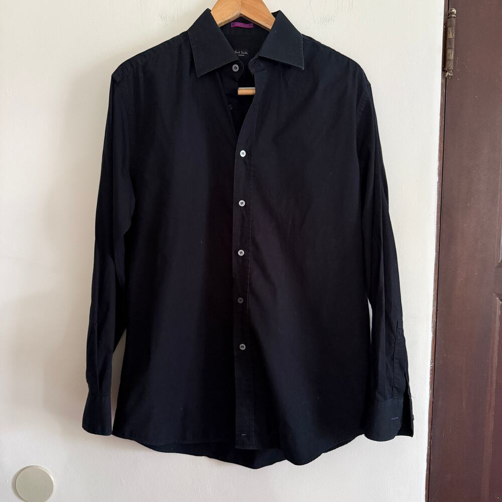 PAUL SMITH | Black Button up Collared Shirt | 15.5 / 39 | Medium